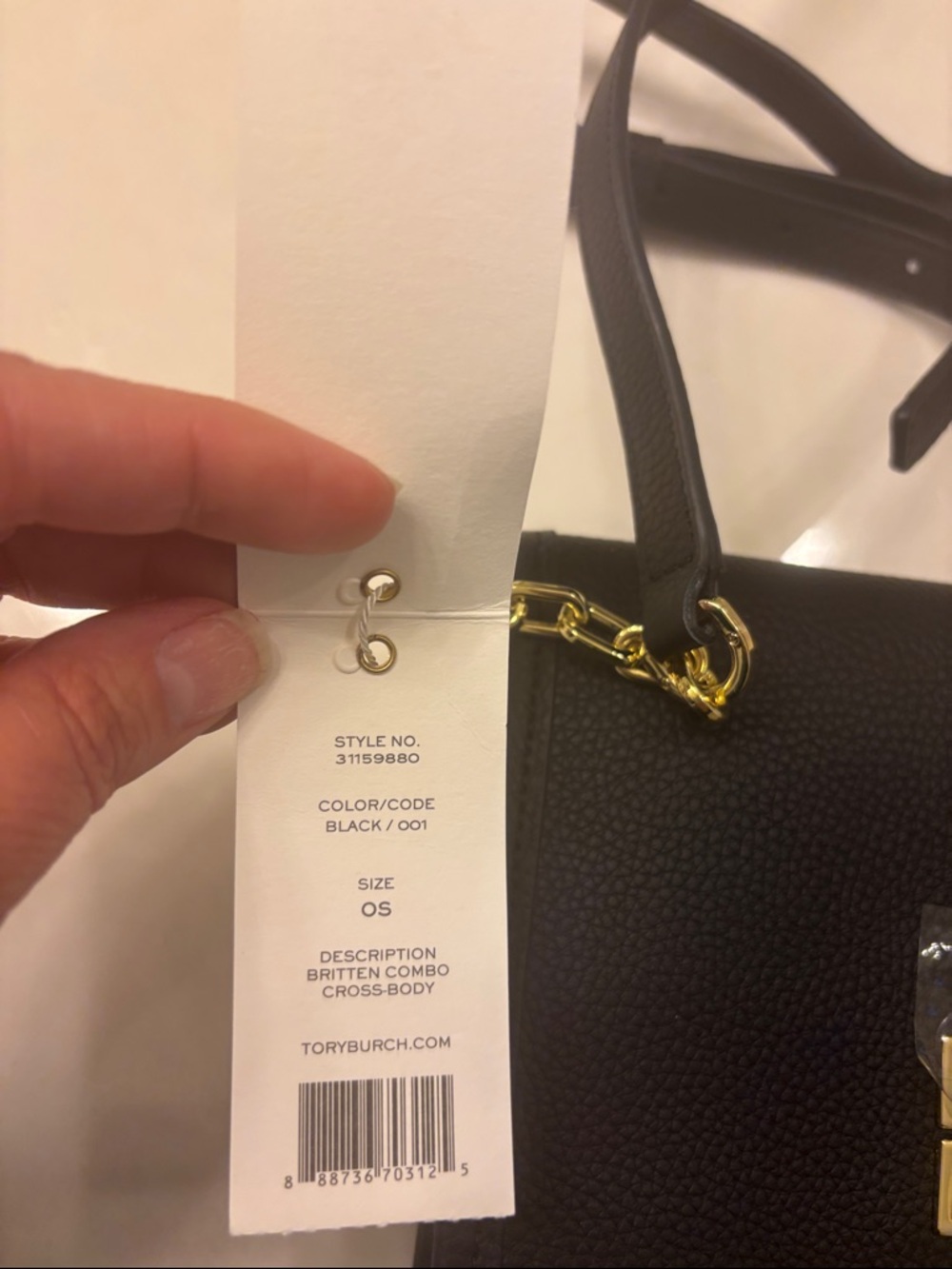 NWT Tory Burch Black Pebbled Leather Crossbody with Gold Logo Accent - Picture 4 of 12
